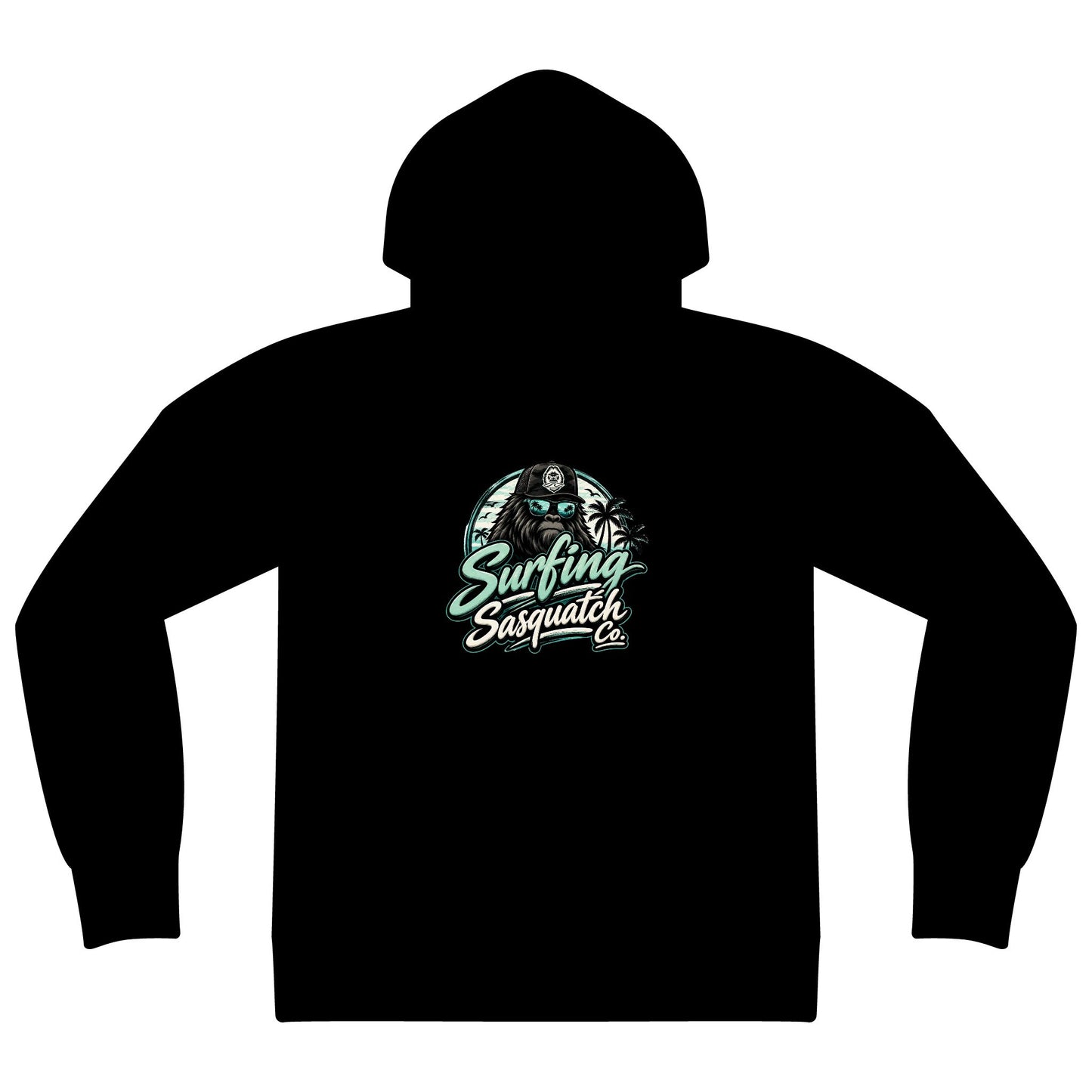 Surfing Sasquatch Hoodie – Retro Beach Graphic Pullover