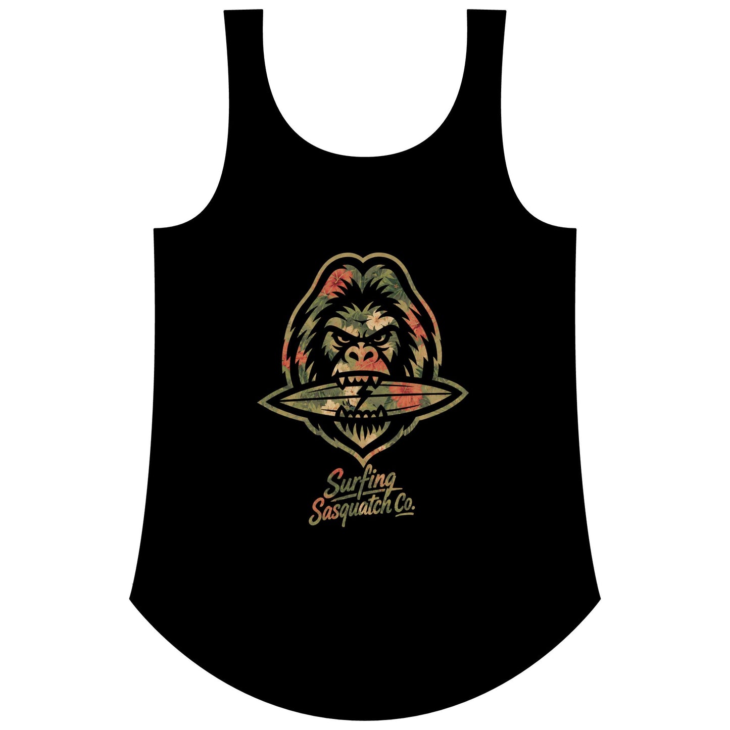Surfing Sasquatch Women's Floral Tank