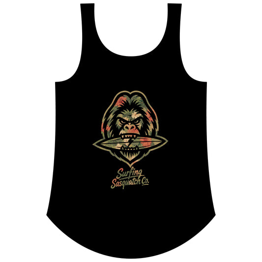 Surfing Sasquatch Women's Floral Tank