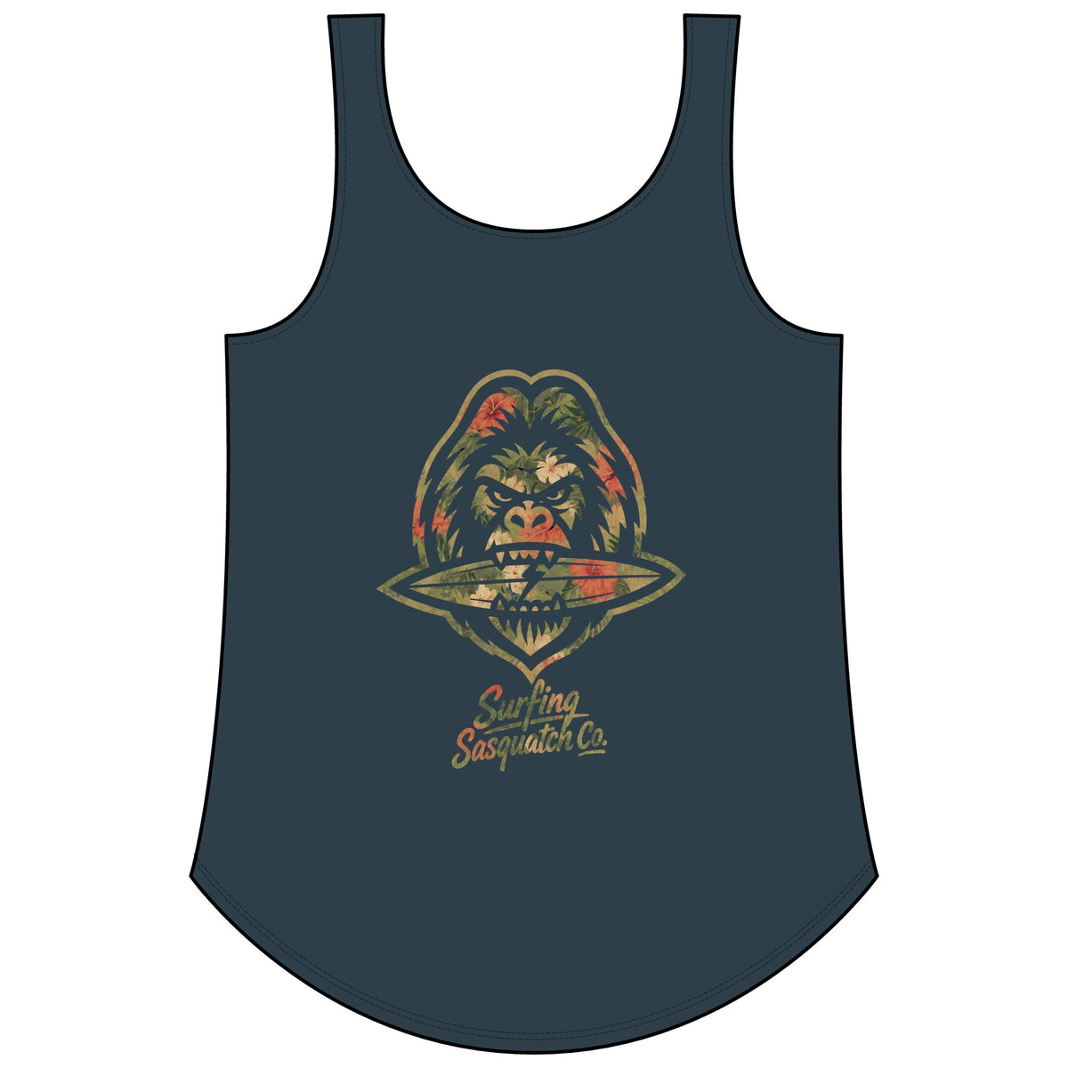 Surfing Sasquatch Women's Floral Tank