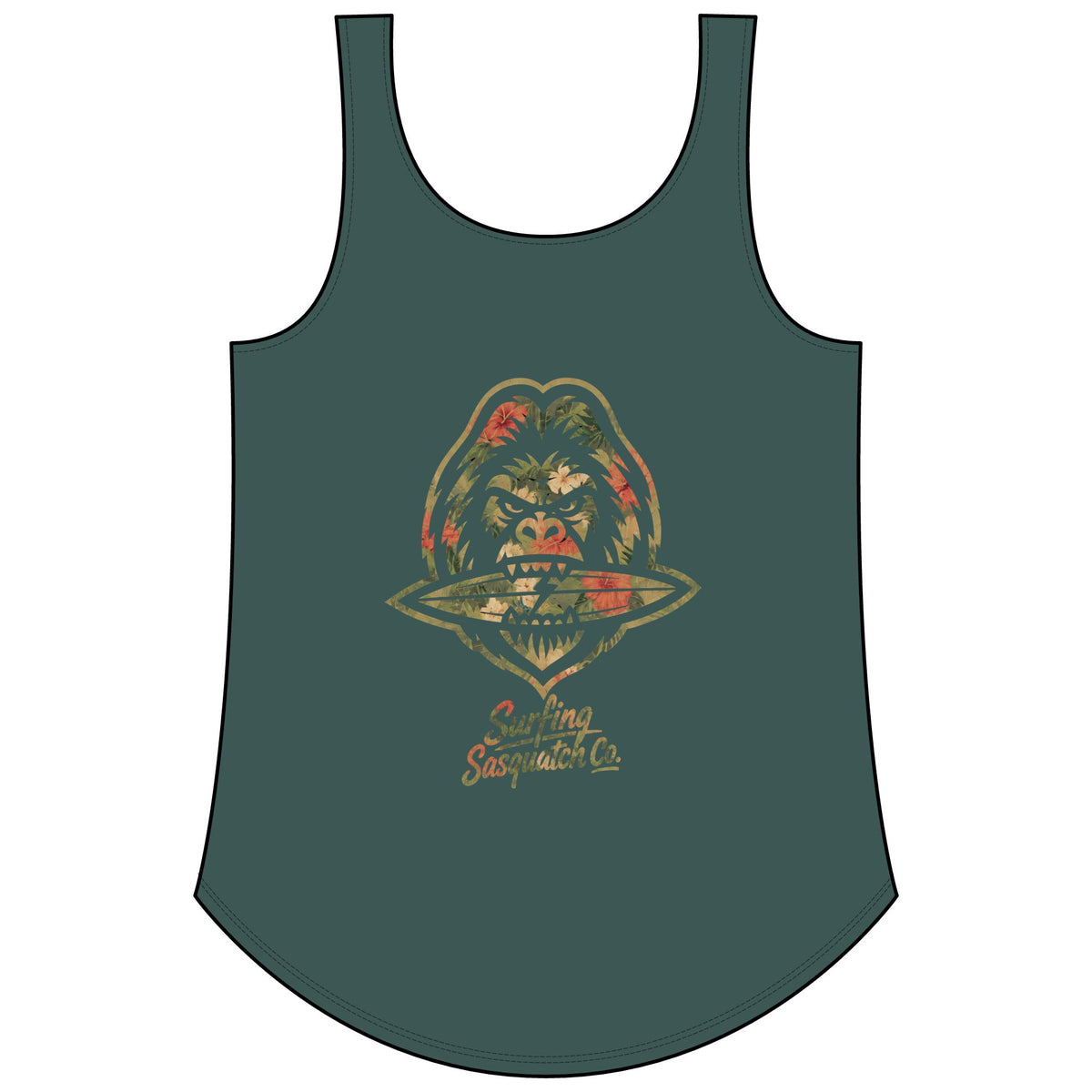 Surfing Sasquatch Women's Floral Tank