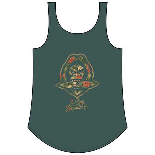 Surfing Sasquatch Women's Floral Tank